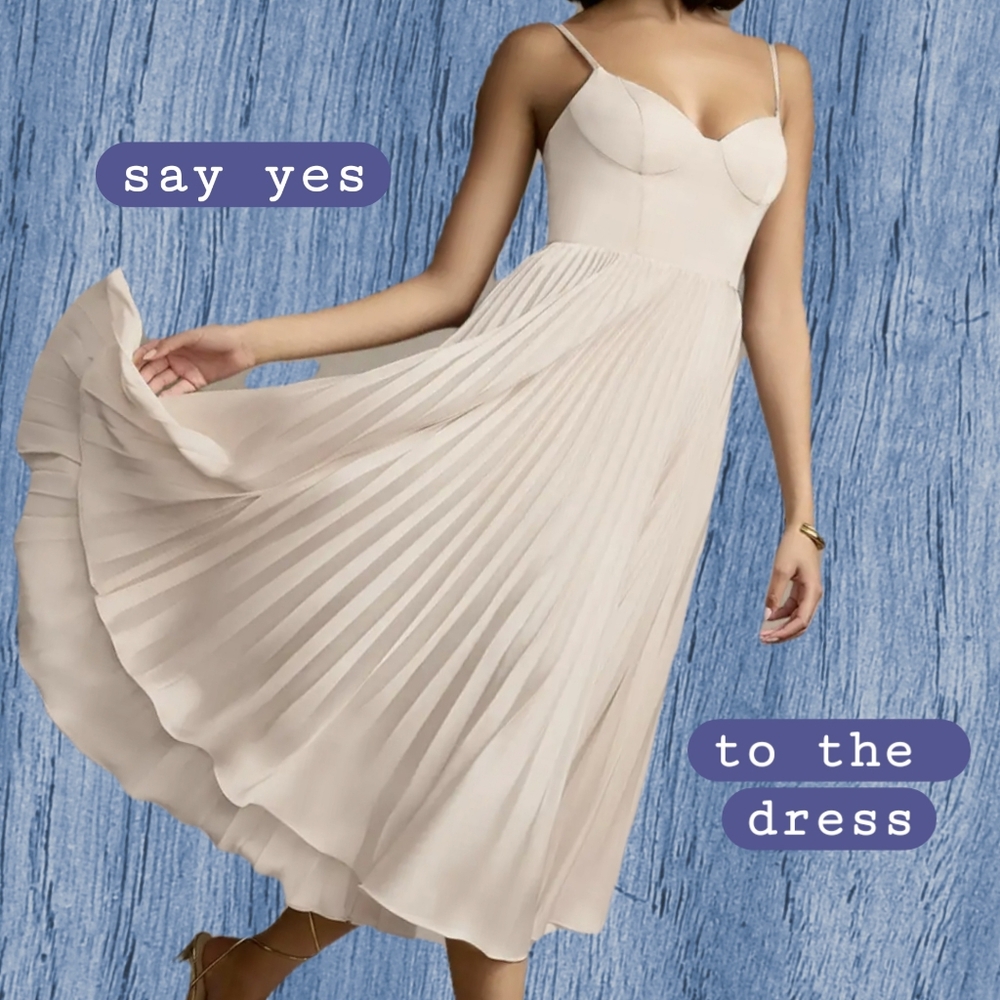 Elegant Cream Pleated Dress